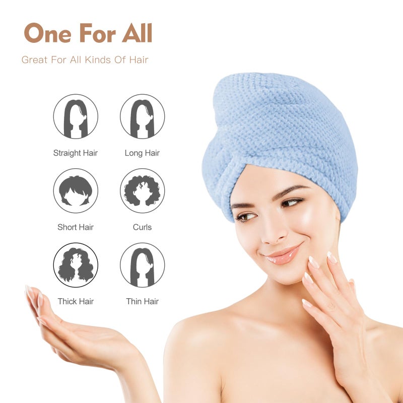 OEAGO Microfiber Hair Towel for Women: Gifts for Teen Girls Kids Girlfriends Wife Stocking Stuffers for Women Drying Wrap Towels for Curly Hair Head Accessories 3 Pacs Anti Frizz - Image 2