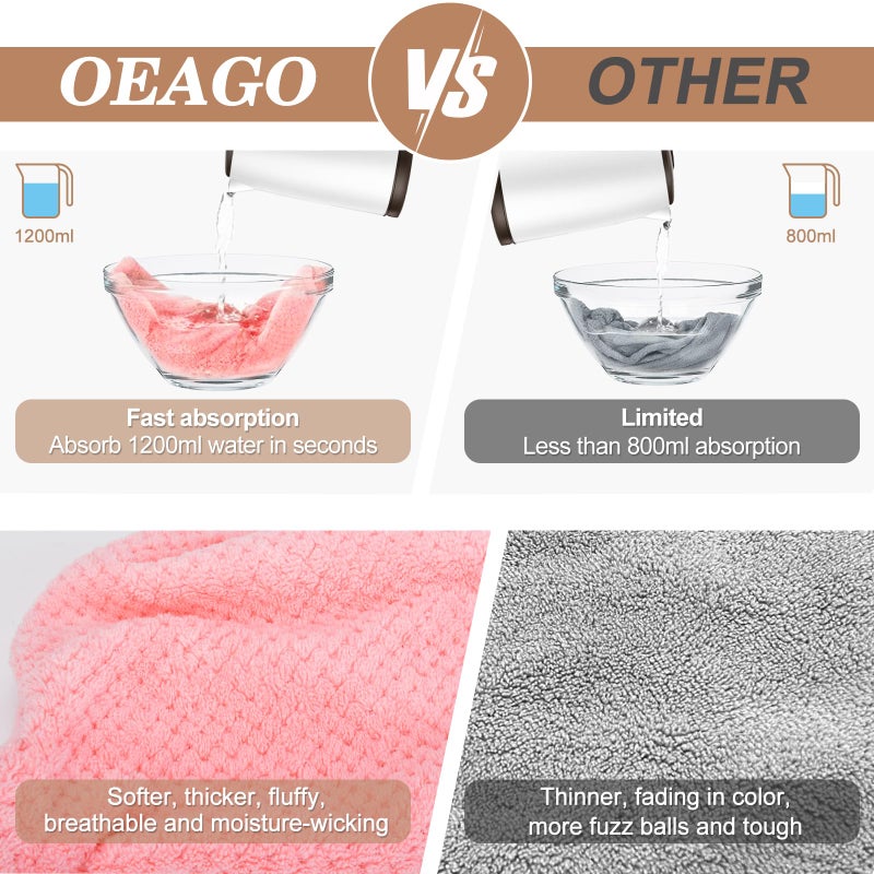 OEAGO Microfiber Hair Towel for Women: Gifts for Teen Girls Kids Girlfriends Wife Stocking Stuffers for Women Drying Wrap Towels for Curly Hair Head Accessories 3 Pacs Anti Frizz - Image 4
