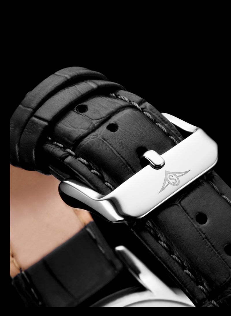 ستيرلنج أوريجينال ساعة ستورلينج أوريجينال راسا كوارتز كلاسيكية للرجال مقاس 40 مم - حزام جلدي، تصميم رفيع، مقاومة للماء حتى عمق 50 مترًا - Image 2