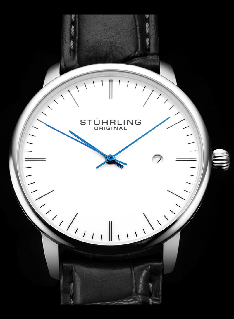 ستيرلنج أوريجينال ساعة ستورلينج أوريجينال راسا كوارتز كلاسيكية للرجال مقاس 40 مم - حزام جلدي، تصميم رفيع، مقاومة للماء حتى عمق 50 مترًا - Image 3