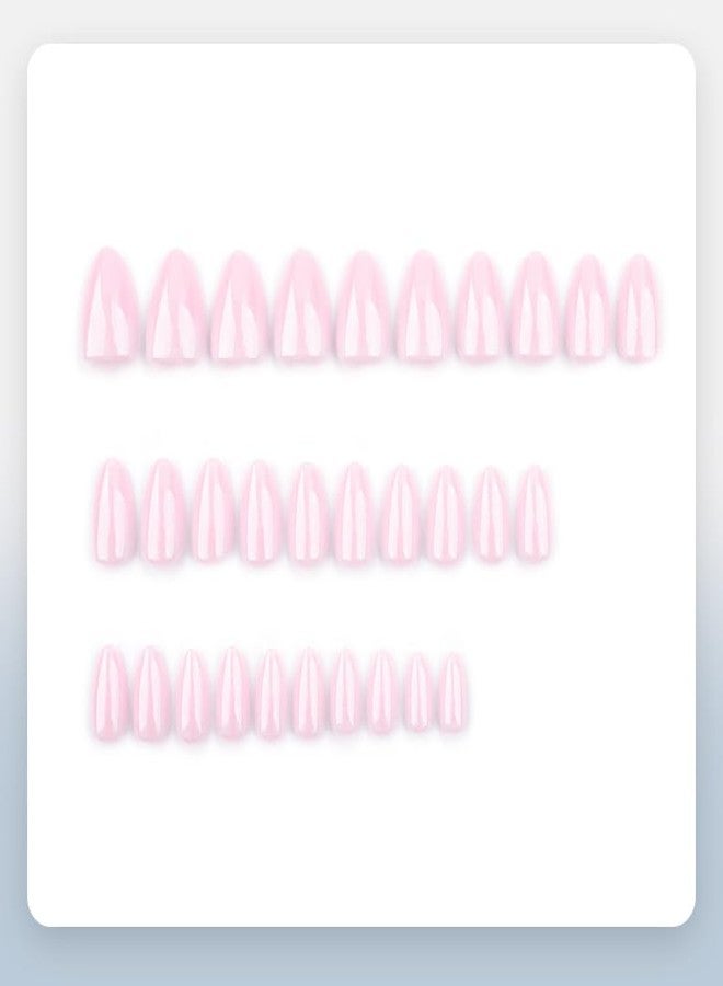 TOGZOM 30Pcs Pink Short Almond Press on Nails - Glossy Gel Acrylic Full Cover Medium Length - Glue on Stick on Nails for Women Girls - Image 4