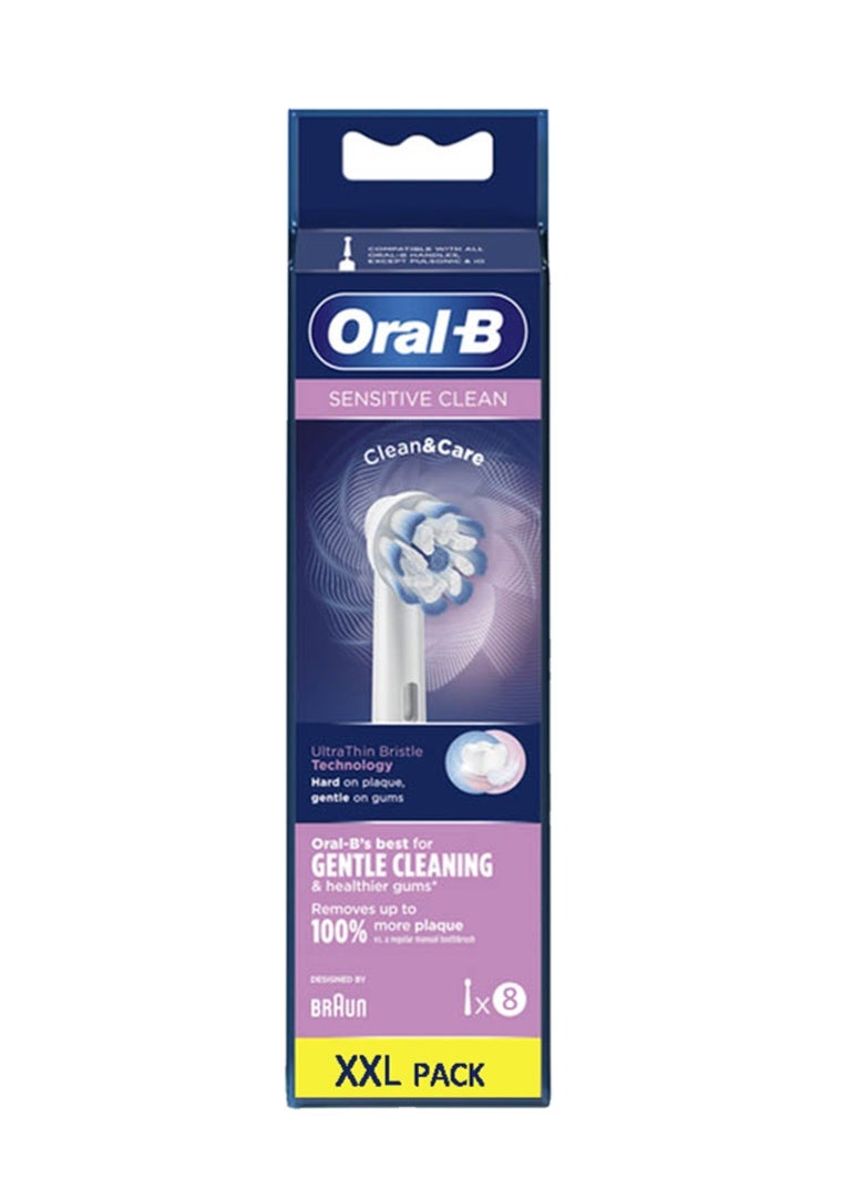 Oral-B Sensitive Clean Electric Toothbrush Head, X-Shaped & Extra Soft Bristles for Gentle Brushing & Plaque Removal, Pack of 8 Toothbrush Heads, White (Packing May Vary) - Image 2
