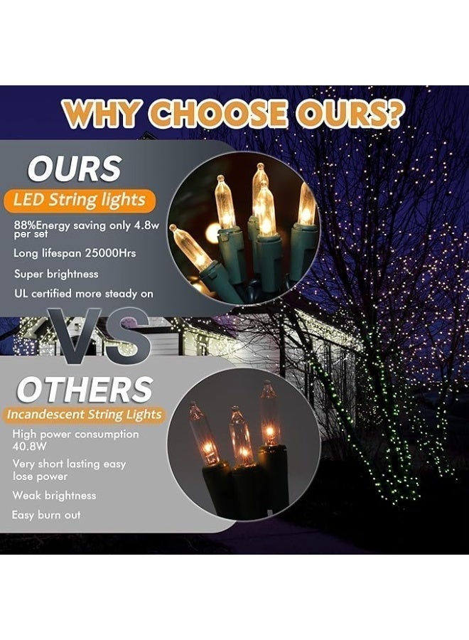 Battery Operated Warm White Christmas String Lights, 100 LED 8 Modes Waterproof, Indoor Outdoor Garden Wedding Home Decor - Image 4