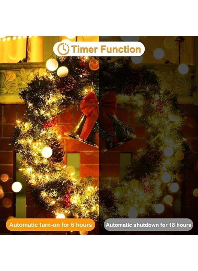 Battery Operated Warm White Christmas String Lights, 100 LED 8 Modes Waterproof, Indoor Outdoor Garden Wedding Home Decor - Image 5