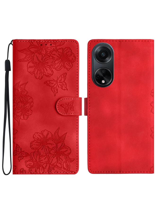 S-TOP Case For OPPO A98 5G / F23 5G Cherry Blossom Butterfly Skin Feel Embossed PU Phone Case - Image 1