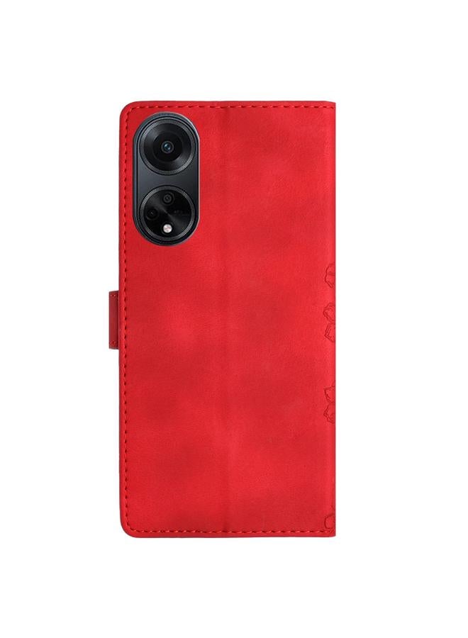 S-TOP Case For OPPO A98 5G / F23 5G Cherry Blossom Butterfly Skin Feel Embossed PU Phone Case - Image 3