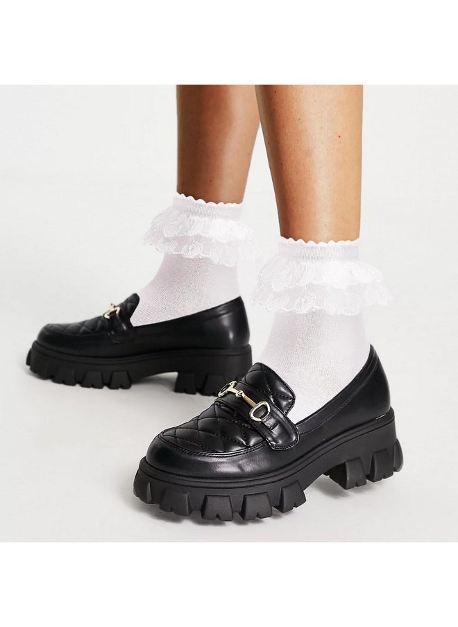 Komorebi - Komorebi Lace Ruffle Socks for Women Cotton Frilly Ankle Socks Gilrs Cute Socks Double Layer Lace Socks White-1 Pairs One Size - Image 1