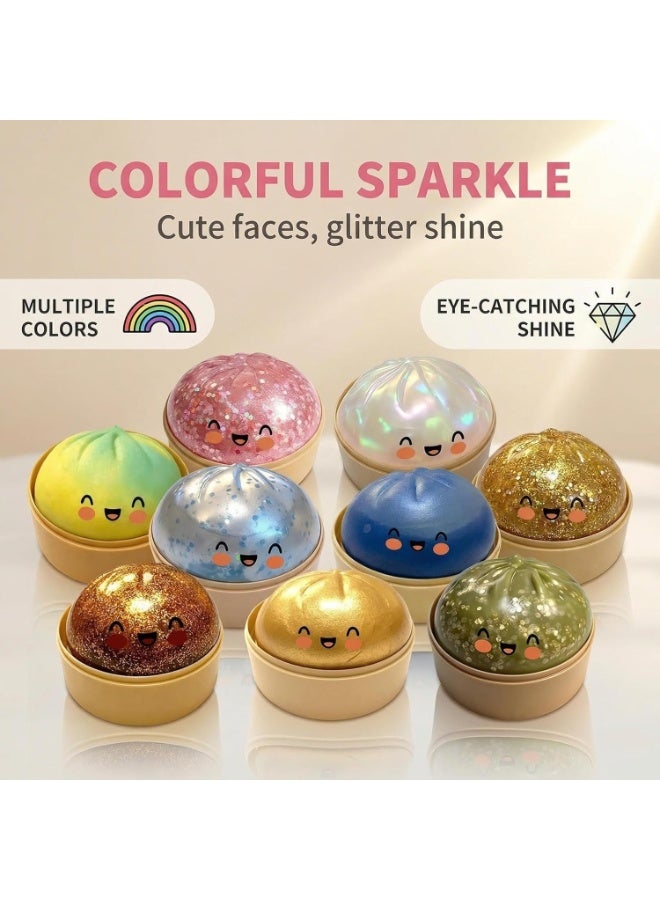 YOKA Giant Glitter Dumpling Squishy, Colorful Mystery Stress Dumplings, Cute Soft Calming Unbreakable Figurine Simulation Ball (White) - Image 3