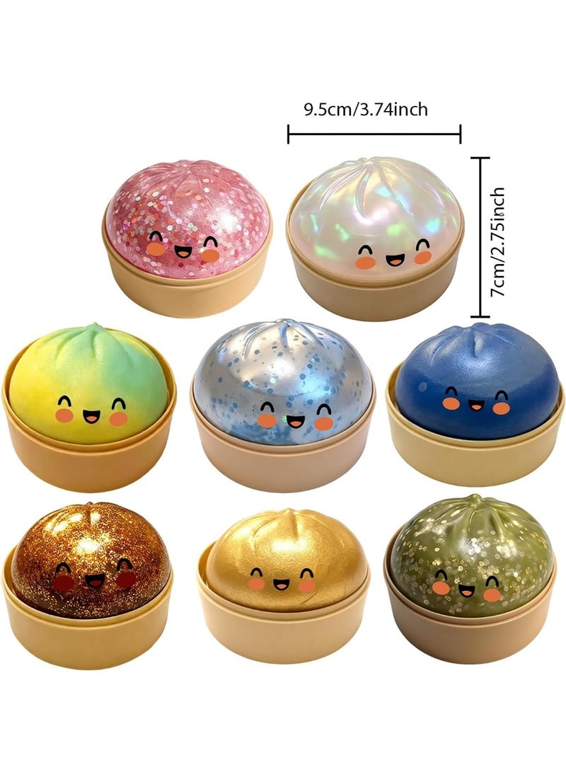 YOKA Giant Glitter Dumpling Squishy, Colorful Mystery Stress Dumplings, Cute Soft Calming Unbreakable Figurine Simulation Ball (White) - Image 2