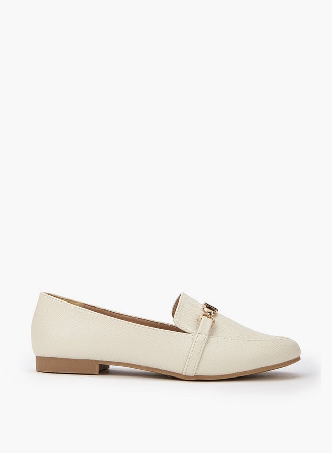 Flora Bella By Shoexpress Textured Chain Detail Slip-On Loafers - Image 1