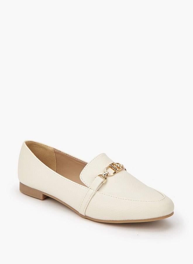Flora Bella By Shoexpress Textured Chain Detail Slip-On Loafers - Image 1