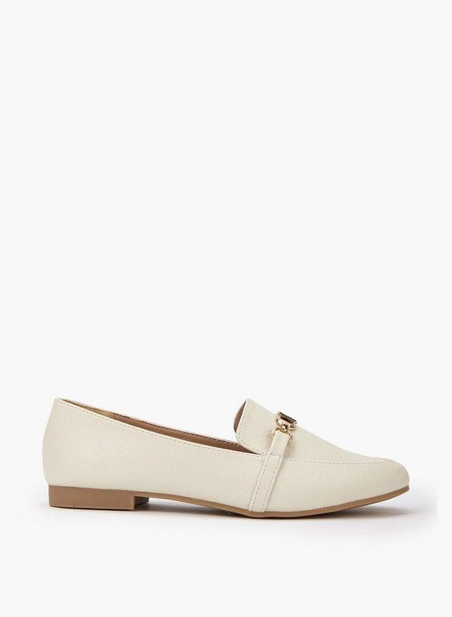 Flora Bella By Shoexpress Textured Chain Detail Slip-On Loafers - Image 3