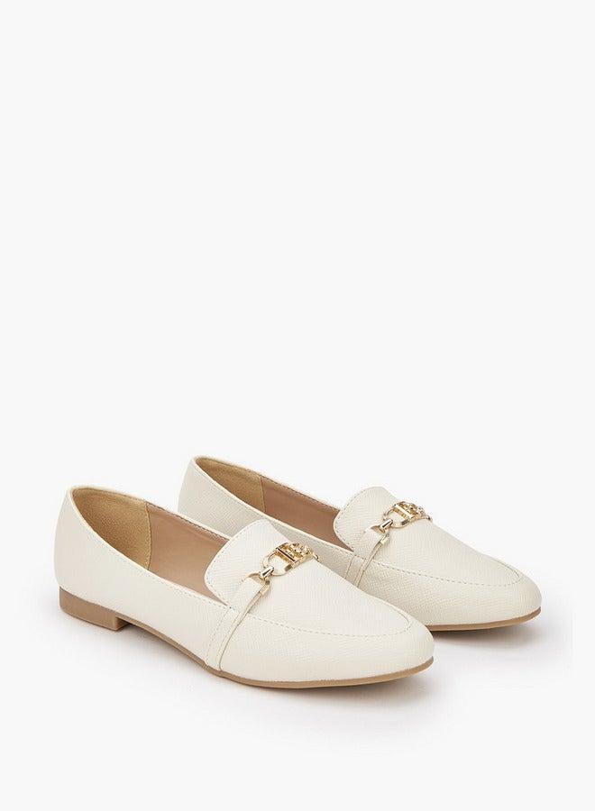 Flora Bella By Shoexpress Textured Chain Detail Slip-On Loafers - Image 2