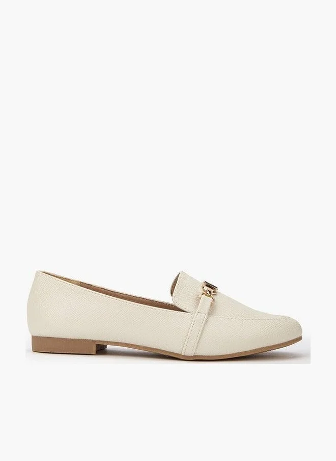 Textured Chain Detail Slip-On Loafers