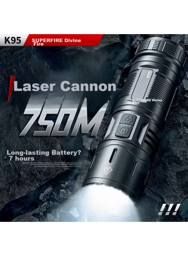 Supfire K95 High-intensity Flashlight, Type-c Fast Charging, Zoomable, Long-range, Ultra-long Battery Life, Super Bright, Outdoor Cycling Light, 45w - Image 1