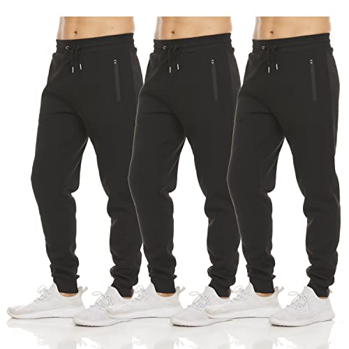 PURE CHAMP Mens 3 Pack Fleece Active Athletic Workout Jogger Sweatpants for Men with Zipper Pocket and Drawstring Size S-3XL(X-Large, Set 4) - Image 1