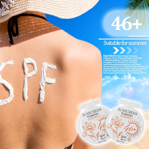 Heigble 100 Pcs Sunscreen Bulk Mini Travel Size Sunscreen Packets SPF 46 Summer Party Gifts for Women Girl - Image 3