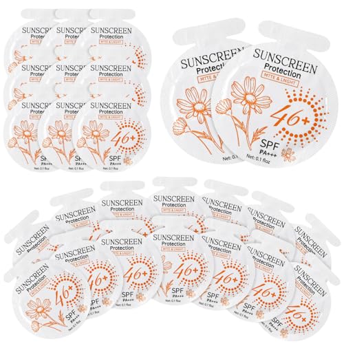 Heigble 100 Pcs Sunscreen Bulk Mini Travel Size Sunscreen Packets SPF 46 Summer Party Gifts for Women Girl - Image 1