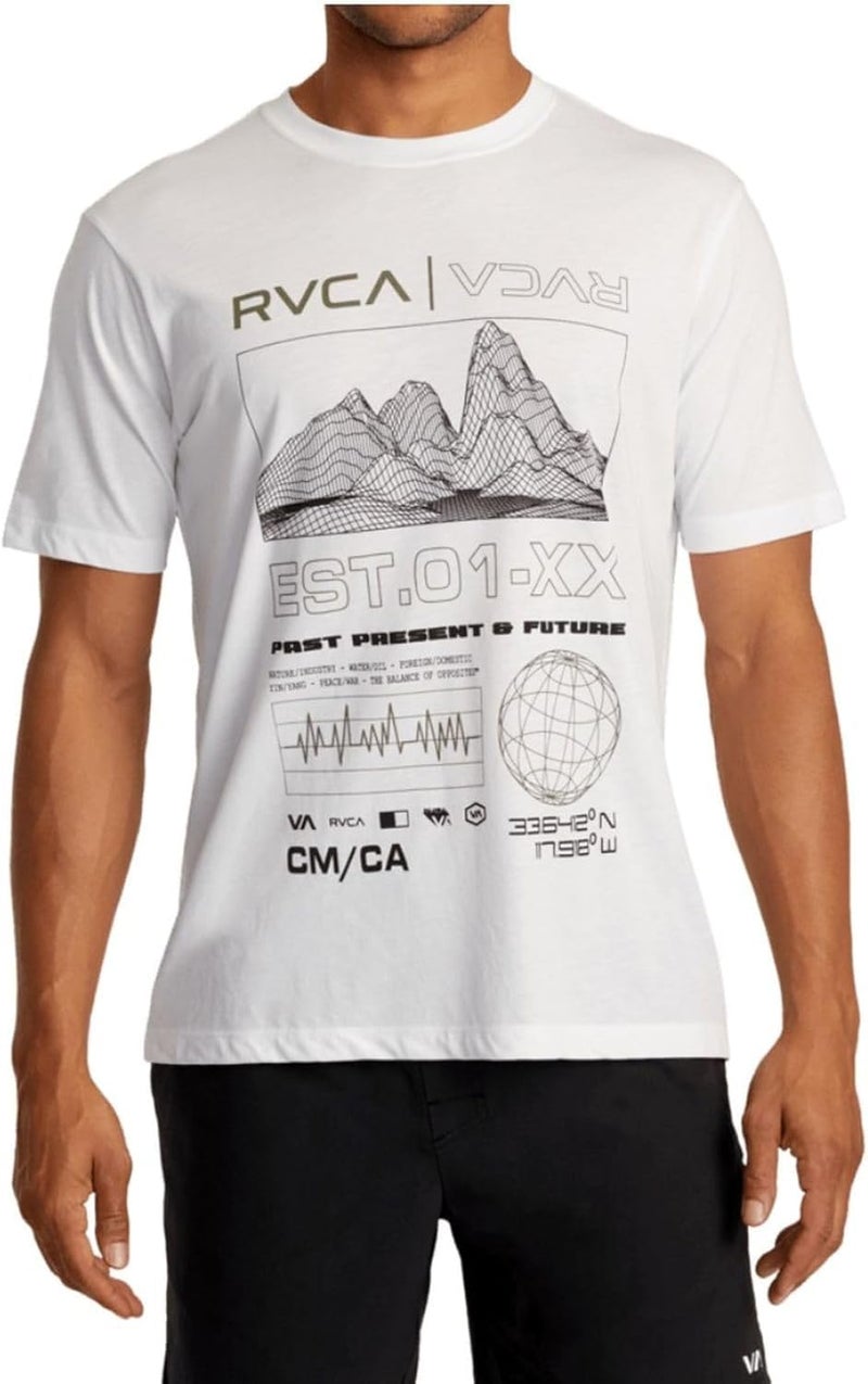 RVCA Mens Sport Tech Short Sleeve Performance Tee Shirt US Alpha Medium Regular Regular Matrix White