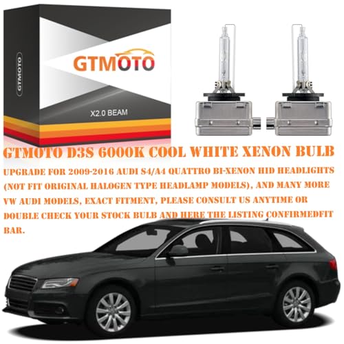 GTMOTO for Audi A4 S4 A3 A5 S5 A6 A7 A8 Q5 Q7 Allroad Quattro HID Headlights D3S Xenon Bulbs, 6000K Cool Bright White D3SC1 Replaces OE Warm Dim 4300K 35W Bi-Xenon Projector Lights, 2 Pack - Image 2