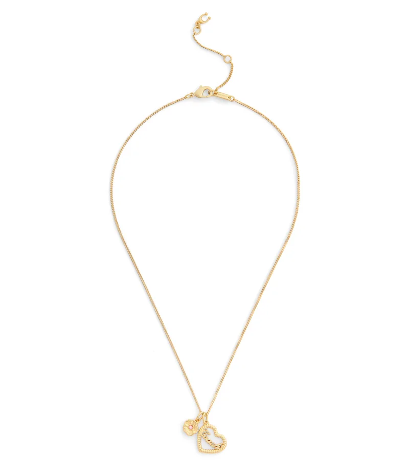 Coach Charming Charms Signature Heart Pendant Necklace
