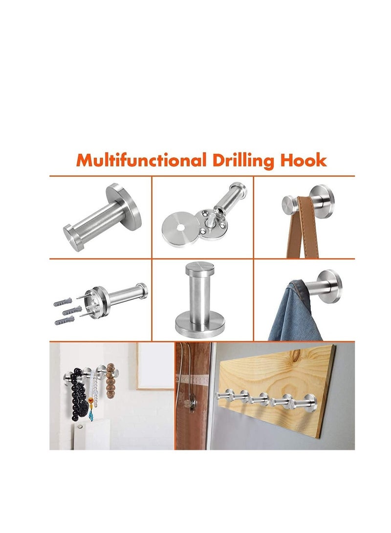 6 Hooks Stainless Steel Towel Robe Hanger Heavy Duty Clothes Holder for Bath Bedroom Kitchen Inn (12 screws + 12 nuts) - Image 2