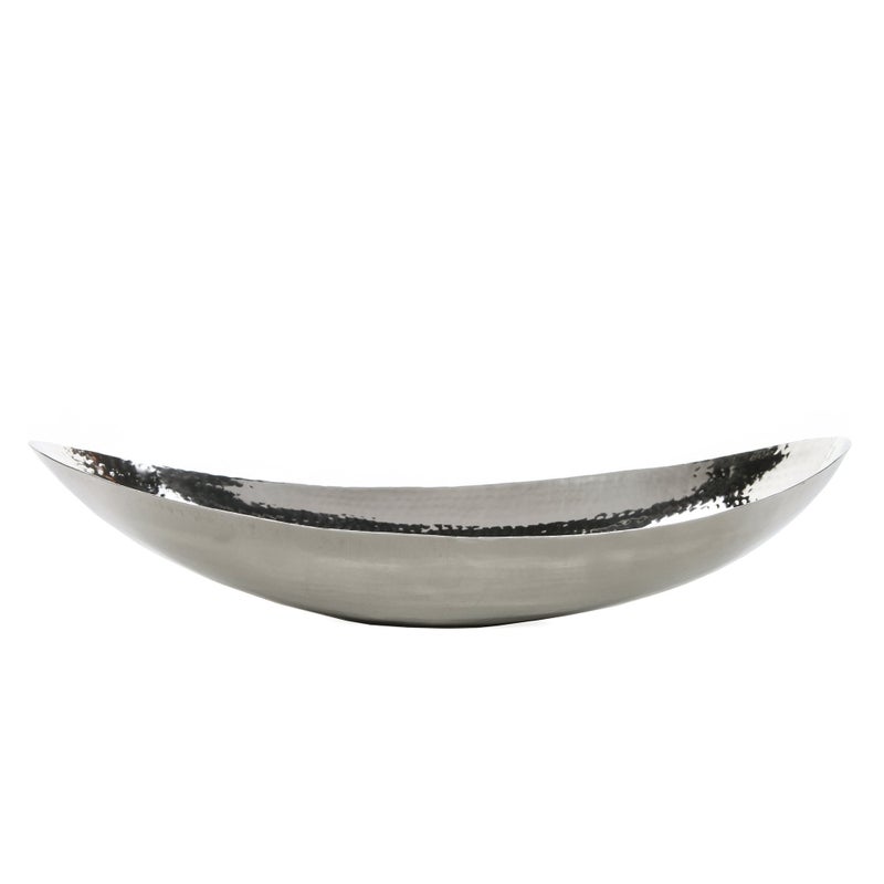 Hosley 13.5 Inch Hammered Stainless Steel Oval Bowl Ideal for Orbs and Dry Potpourri as well as Ball Candles Great for Weddings and Special Events O4 - Image 3