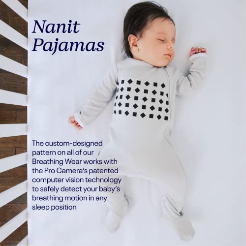 Nanit Breathing Wear Baby Pajamas – 100% Cotton, Double Zipper, Footed PJs - Works with Nanit Pro Baby Monitor to Track Breathing Motion Sensor-Free, Real-Time Alerts, Size 3-6 Months, Pebble Grey - Image 2
