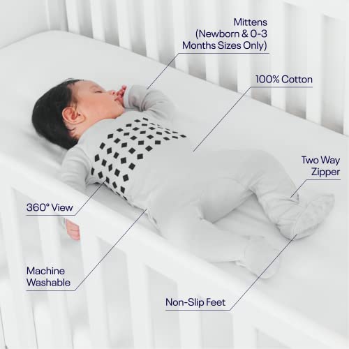Nanit Breathing Wear Baby Pajamas – 100% Cotton, Double Zipper, Footed PJs - Works with Nanit Pro Baby Monitor to Track Breathing Motion Sensor-Free, Real-Time Alerts, Size 3-6 Months, Pebble Grey - Image 4