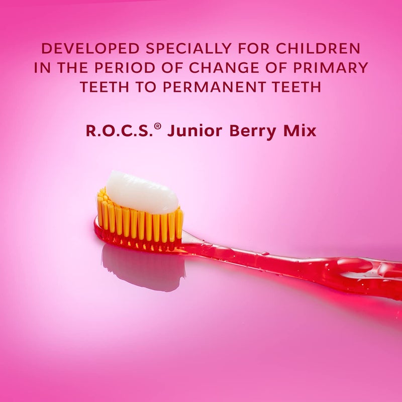 Rocs R.O.C.S. Junior Toothpaste - Enamel Whitening Teeth Gum Protection - for Children 6-12 Years Old - Safe to Swallow - Natural, No Fluoride or Sulfate (Berry Mix, Pack of 1) - Image 3