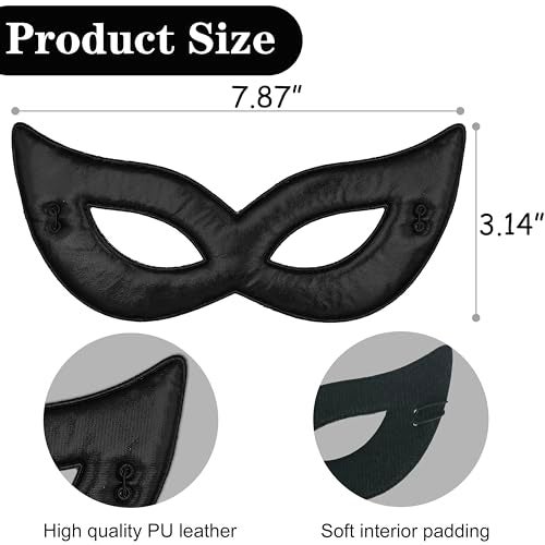 Ellzk Black Cat Ears Headband with Glitter Kitty Ears and Black Mask for Woman - Image 3