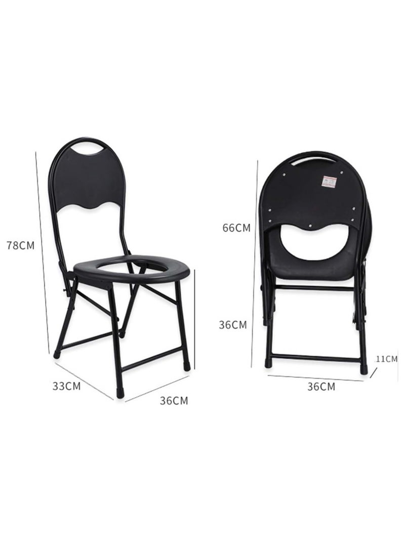 Shower Chair for Waterproof Comfortable Non-Slip Commode Chair for Disabled Easy to Clean Easy to Install Commode Toilet Elderly Folding Compact Lightweight Portable for Camping/Car/Bathroom (Black) - Image 3