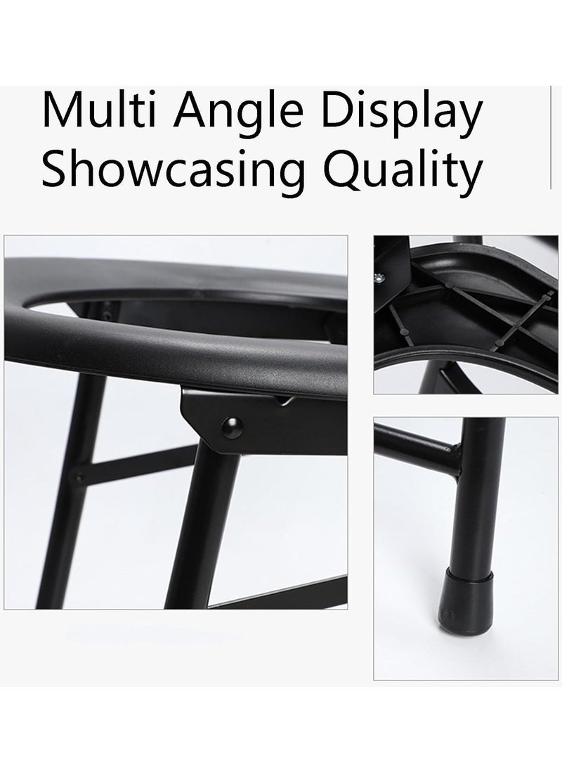 Shower Chair for Waterproof Comfortable Non-Slip Commode Chair for Disabled Easy to Clean Easy to Install Commode Toilet Elderly Folding Compact Lightweight Portable for Camping/Car/Bathroom (Black) - Image 5