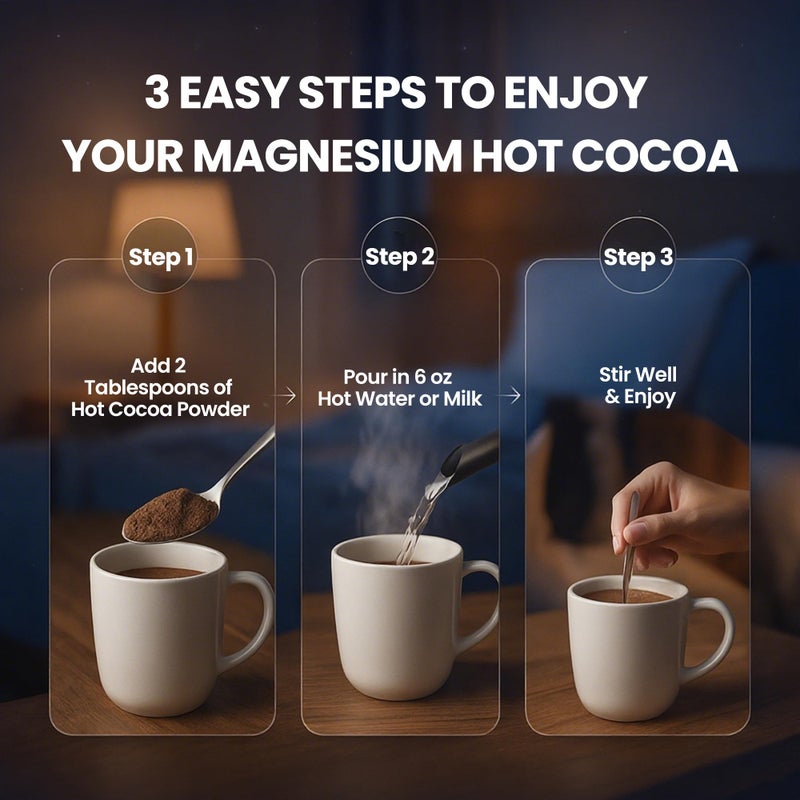 مسحوق كاكاو ساخن بالمغنيسيوم | مسحوق سوبر فود للنوم مع 10 فطر، مغنيسيوم جليسينات و L-ثيانين | نباتي، مناسب للكيتو | دعم للهدوء، طول العمر والمغذيات المعززة للذكاء، 10.58 أونصة - Image 5