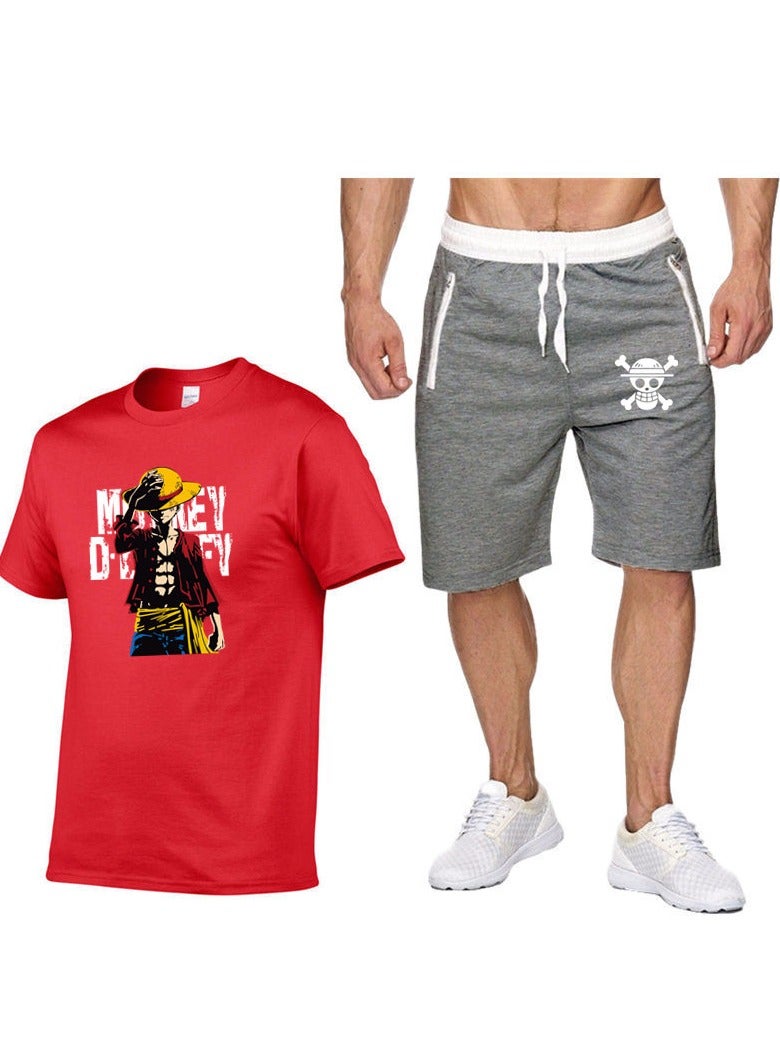 KUYING New One Piece Hip Hop Short Sleeve Five Cent Shorts Set  - Image 1