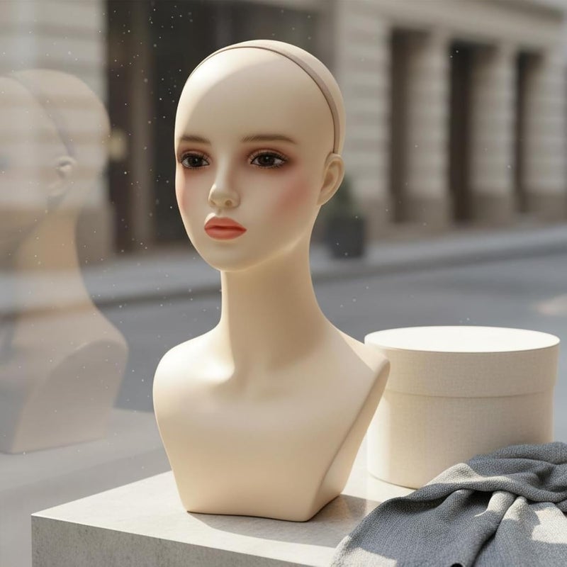 Qianly Cosplay Hairpiece Head Finish Hairpiece Display Head Unbreakable Realistic Mannequin Bust for Cosplayers - Image 2