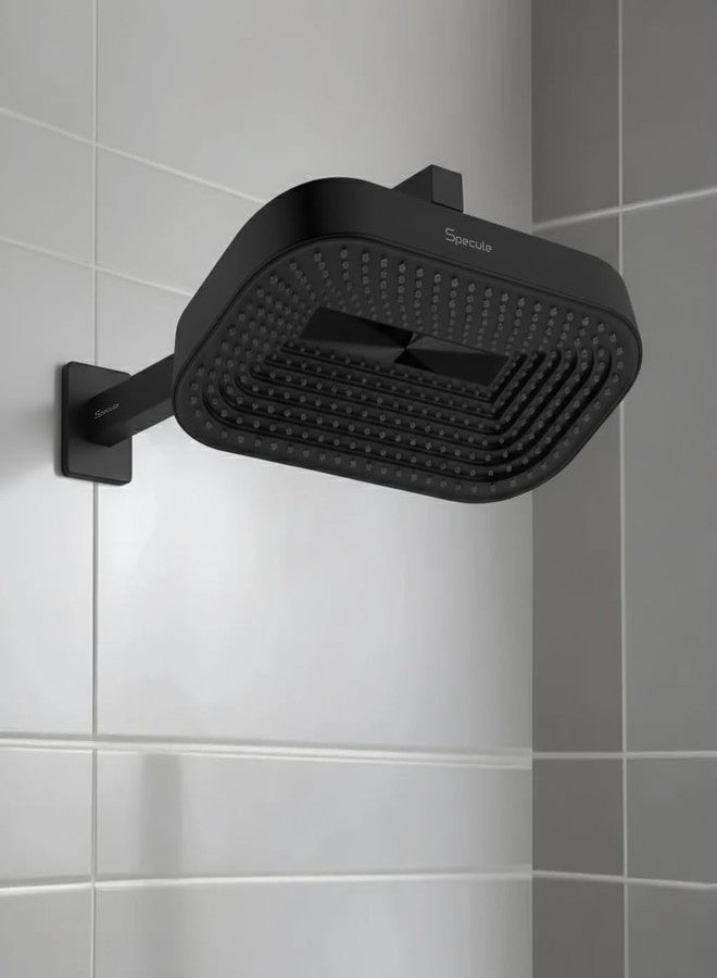 Specule Drench 9x6 Inch Matte Black Shower head with 15" Arm & Wall Flange | Luxury High-Pressure Spa Shower | Easy Installation - Image 1