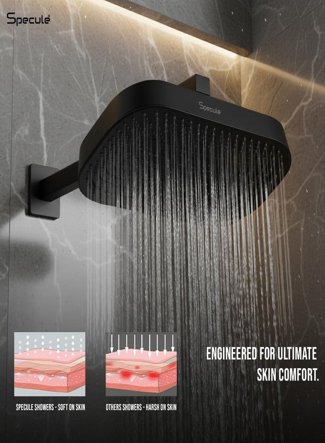 Specule Drench 9x6 Inch Matte Black Shower head with 15" Arm & Wall Flange | Luxury High-Pressure Spa Shower | Easy Installation - Image 3