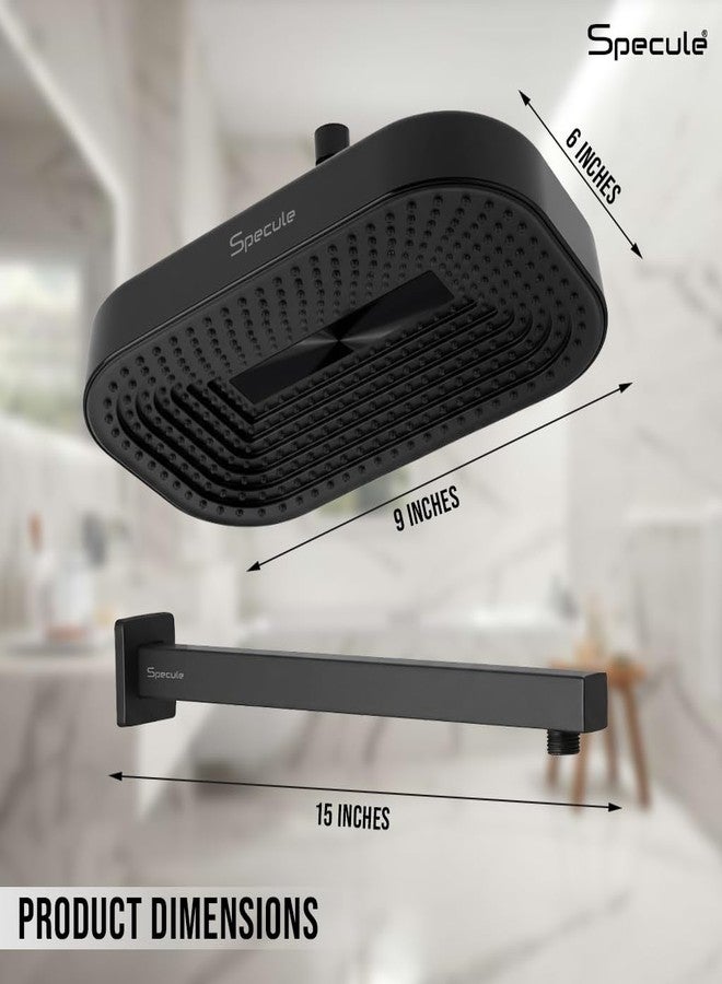 Specule Drench 9x6 Inch Matte Black Shower head with 15" Arm & Wall Flange | Luxury High-Pressure Spa Shower | Easy Installation - Image 5
