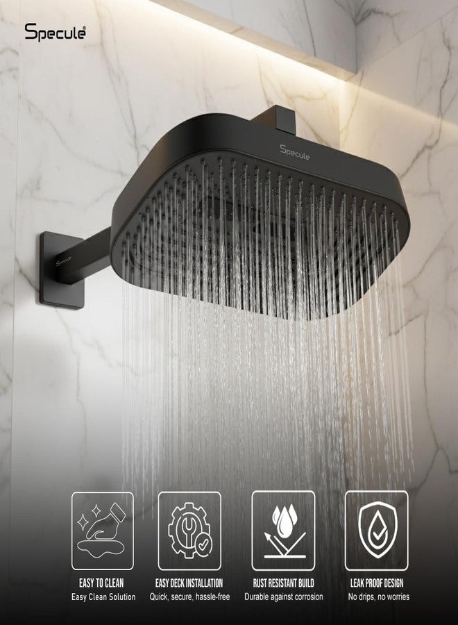 Specule Drench 9x6 Inch Matte Black Shower head with 15" Arm & Wall Flange | Luxury High-Pressure Spa Shower | Easy Installation - Image 2