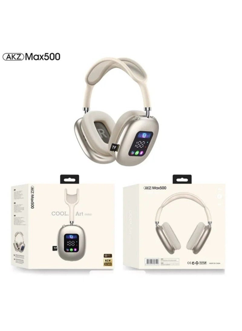 AKZ Max500 Wireless Bluetooth Headphones with Hi-Fi Sound LED Display and Volume Control Key - Image 2