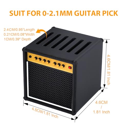 HETOETF Guitar Picks Holder Box, Amp Speaker Pick Holder with 5 Celluloid Guitar Picks, Guitar Pick Storage Box Set for Guitar, Bass, Ukulele Players - Image 5