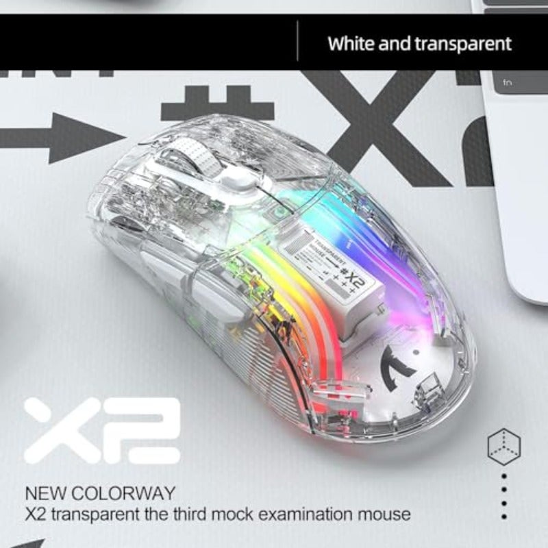Rechargeable 2.4g Bluetooth Computer Mouse Wireless Gaming Mouse RGB Color E-Sports Office Silent Mouse 3 Connection Types Suitable for Computer Tablet Mobile Phone Transparent - Image 4