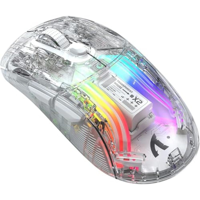 Rechargeable 2.4g Bluetooth Computer Mouse Wireless Gaming Mouse RGB Color E-Sports Office Silent Mouse 3 Connection Types Suitable for Computer Tablet Mobile Phone Transparent - Image 1