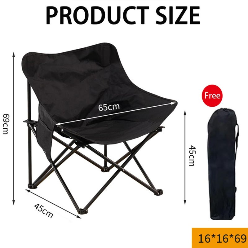 coldchill Folding Camping Chair, Portable Outdoor Backpacking Chair for Fishing, Hiking, Picnic, Camping, Beach, Lawn, Concert, Ultralight Compact Camping Chair with Carry Bag, 23"D x 14.2"W x 14.2"H (Black) - Image 2