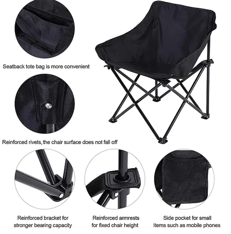 coldchill Folding Camping Chair, Portable Outdoor Backpacking Chair for Fishing, Hiking, Picnic, Camping, Beach, Lawn, Concert, Ultralight Compact Camping Chair with Carry Bag, 23"D x 14.2"W x 14.2"H (Black) - Image 4