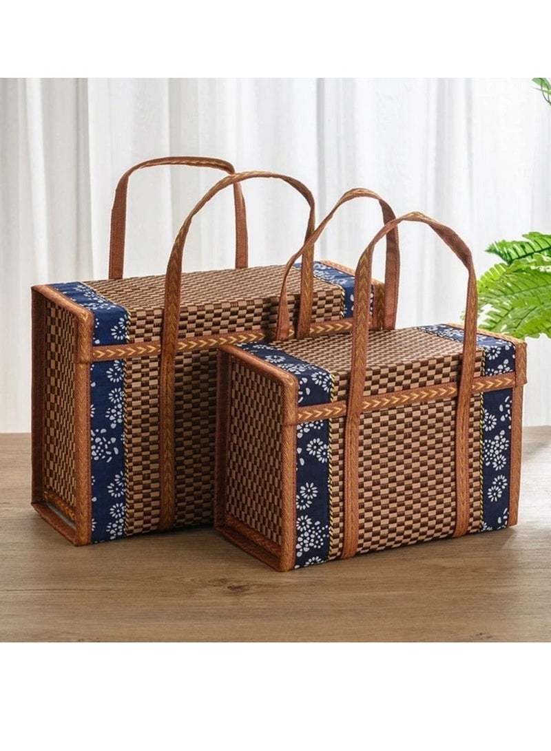 Handcrafted Woven Basket – Foldable Rustic Picnic Basket with Handles, Multi-Purpose Kitchen & Home Storage Organizer, Fruit, Snack & Bread Holder, Decorative Gift Basket for Valentine’s Day, Easter, Christmas, Outdoor Adventures, Tabletop Décor, and Lifestyle Photography - Image 1
