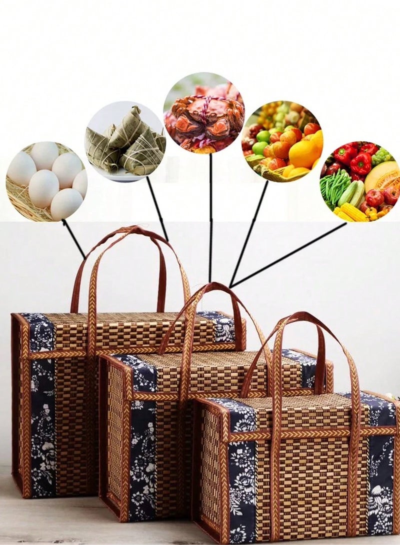 Handcrafted Woven Basket – Foldable Rustic Picnic Basket with Handles, Multi-Purpose Kitchen & Home Storage Organizer, Fruit, Snack & Bread Holder, Decorative Gift Basket for Valentine’s Day, Easter, Christmas, Outdoor Adventures, Tabletop Décor, and Lifestyle Photography - Image 2