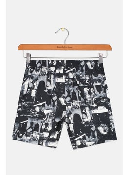 speedo Kids Boy Allover Print Sports Shorts, Black Combo  - Image 2