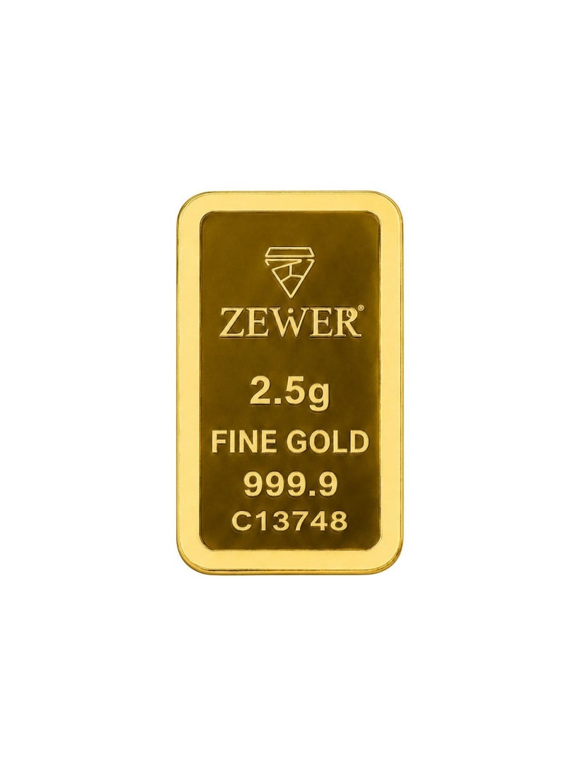 Zewer 2.5g 999.9 Fine Gold Bar with Flower Design - Image 4